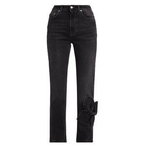 Area Womens Bow Straight-Leg Jeans 31 Washed Black - NWT